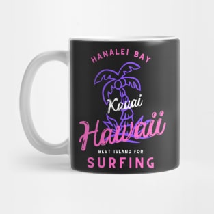 Retro cool Hanalei Bay Hawaii Palm Tree Mug